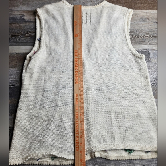 Jantzen Classics Handknit Vintage Sweater Vest Cream With Florals Size XL - Picture 12 of 14